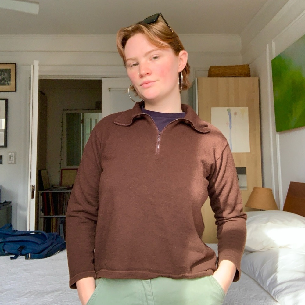 Cabana de Zucca 1999/2000 vintage quarter zip brown sweater.